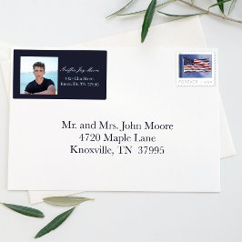 Etiqueta Cara Formando Endereço de Retorno de Fotografia Mo