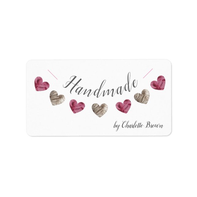 etiqueta cardíaca de lã de malha artesanal (Frente)