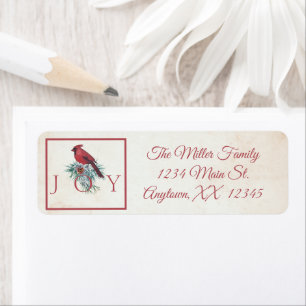 Etiqueta Cardinal vintage personalizado Natal Férias 