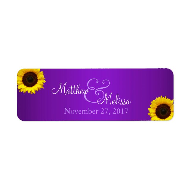 Etiqueta Carimbo de girassol roxo e amarelo (Frente)