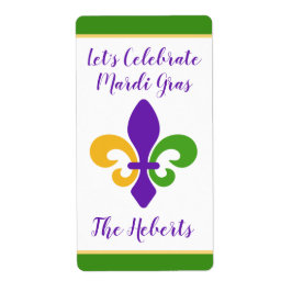 Etiqueta Carnaval Nome Verde Dourado Roxo Fleur de Lis