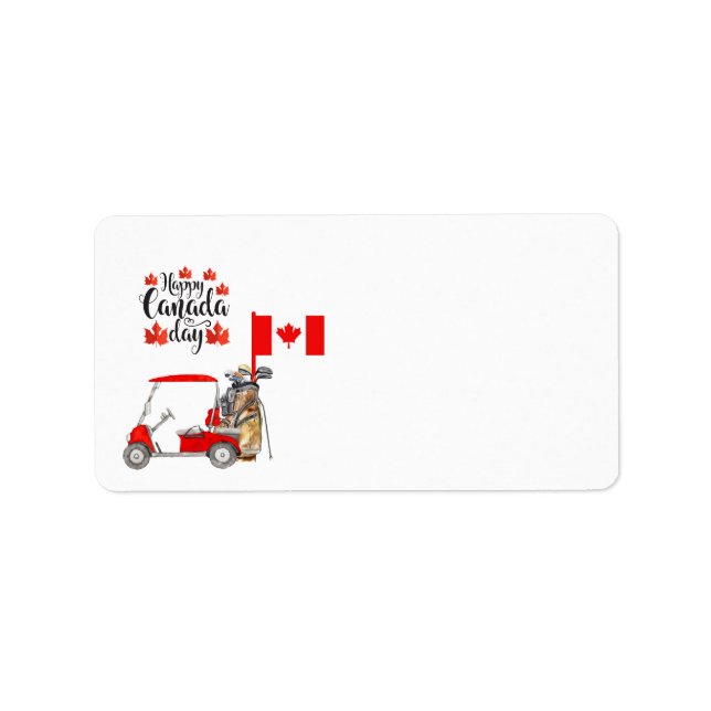 Etiqueta Carrinho de golfe com bandeira do Canadá para o di (Frente)