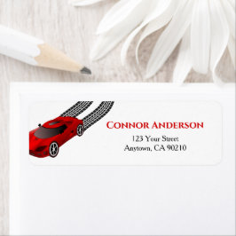 Etiqueta Carro Race Vermelho | Kids Custom Return Address