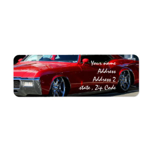 Etiqueta Carro vermelho clássico