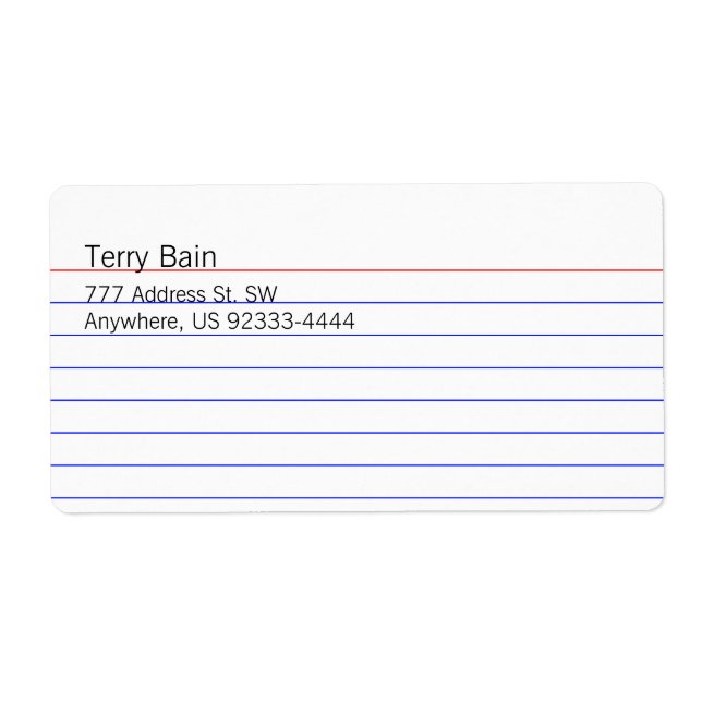 Etiqueta Cartão de Índice (Frente)