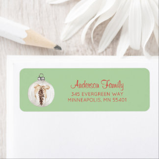 Etiqueta Cartão de Natal com Ornamentação de Aquarela e Pin