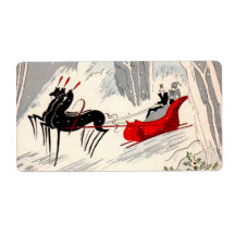 Cartão de Natal Vintage Art Déco de Passeio de Tre