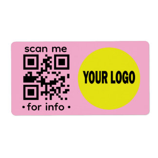 Etiqueta Cartão de Visita QR Code Logo Moderno Rosa Preto E