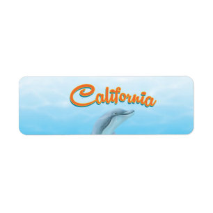 Etiqueta Cartaz de viagem do golfinho vintage da Califórnia