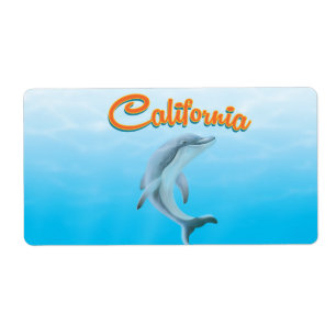 Etiqueta Cartaz de viagem do golfinho vintage da Califórnia