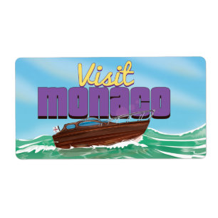 Etiqueta Cartaz de Viagem Visite Mônaco