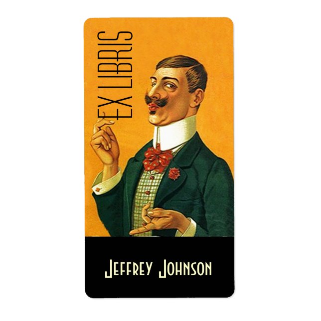 Etiqueta Cartazes Ex Libris Vntg Dapper Cavalheiro Vestido (Frente)