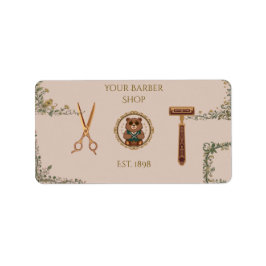 Etiqueta Cartões de Visita de Barbearia Vintage