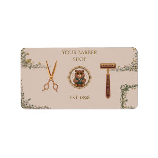 Etiqueta Cartões de Visita de Barbearia Vintage