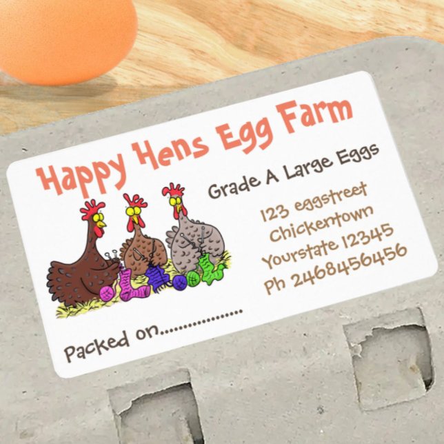 Etiqueta Cartonagem de ovos de galinhas engraçadas e bonita (Sell your farm fresh eggs with this fun chicken design!)