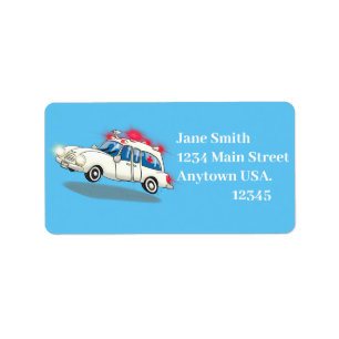 Etiqueta Cartoon Ambulance