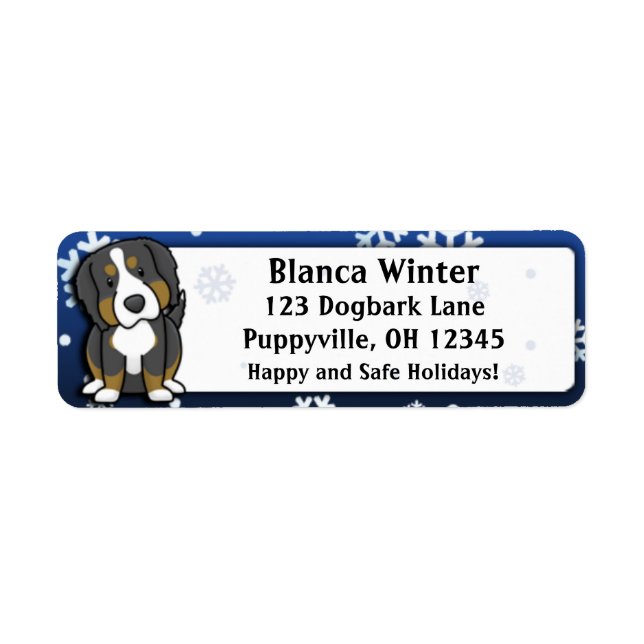 Etiqueta Cartoon Bernese Mountain Dog (Frente)
