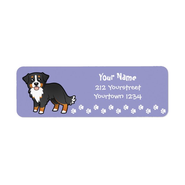 Etiqueta Cartoon Bernese Mountain Dog (Frente)