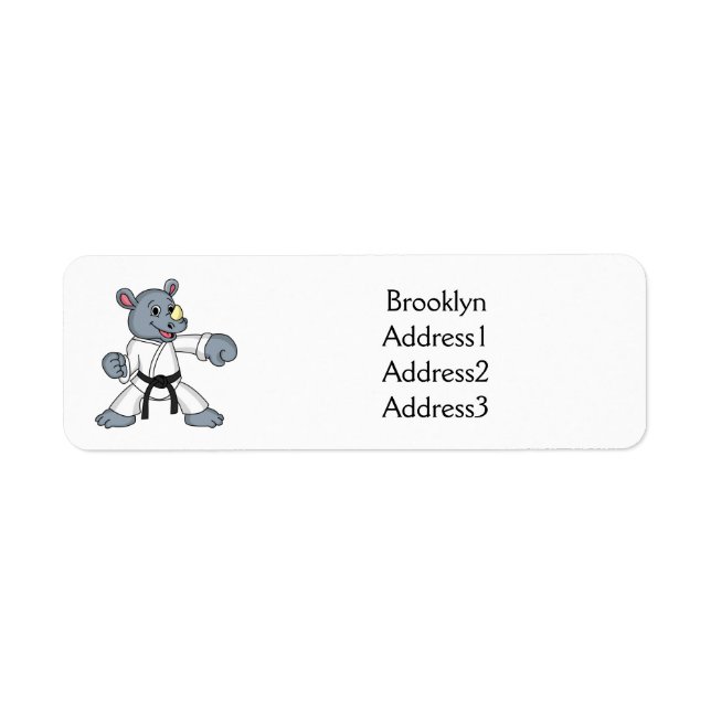 Etiqueta Cartoon bonito rhino kung fu (Frente)