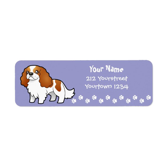 Etiqueta Cartoon Cavalier King Charles Spaniel (Frente)