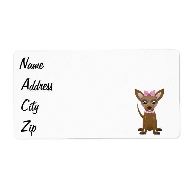 Etiqueta Cartoon Chihuahua (Frente)