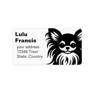 Etiqueta Cartoon Chihuahua, de cabelos longos, bonito