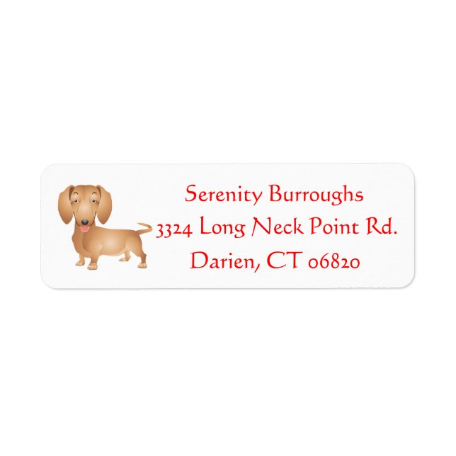 Etiqueta Cartoon Dachshund Brown Puppy Dog Personalizado (Frente)