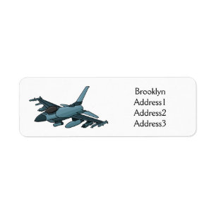 Etiqueta Cartoon de avião de combate militar