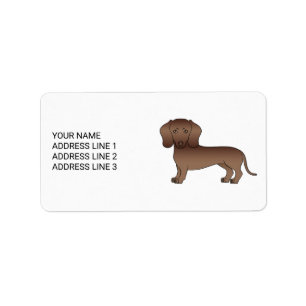 Etiqueta Cartoon de Cabelo Curto de Chocolate Dachshund Cão