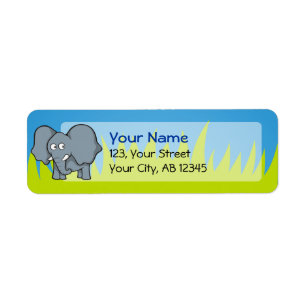 Etiqueta Cartoon de elefante de cinza
