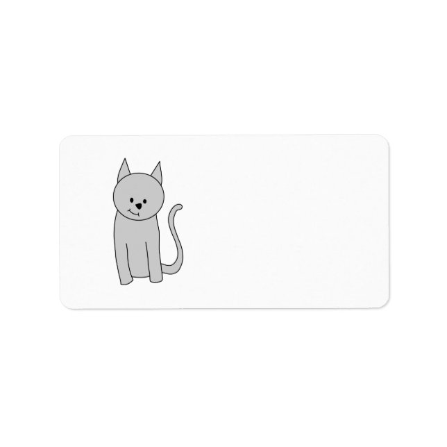 Etiqueta Cartoon de Gato de cinza. (Frente)