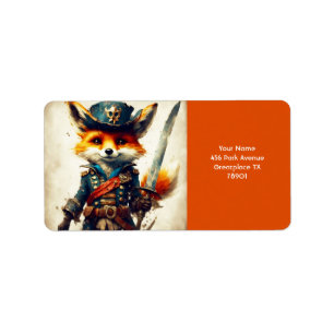 Etiqueta Cartoon de Pirata de Fox Fantasy Cute Vivid