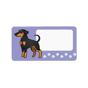 Etiqueta Cartoon Doberman Pinscher (orelhas de disquete)