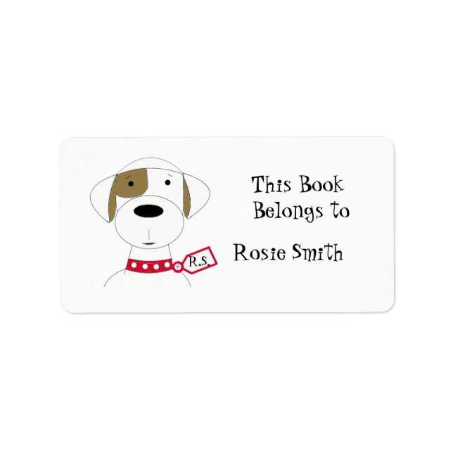 Etiqueta Cartoon Dog Bookplate (Frente)