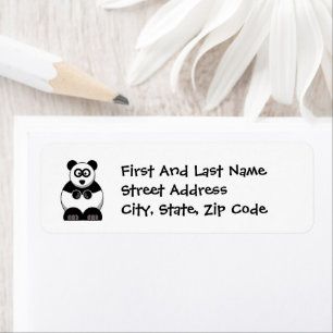 Etiqueta Cartoon Engraçado Pandamónio Panda, Um Belo Estres