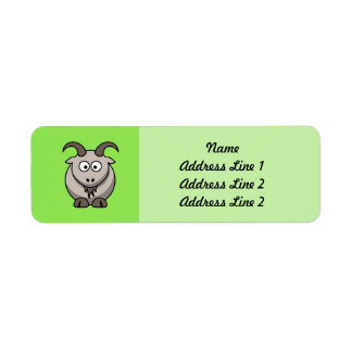 Etiqueta Cartoon Goat em Segundo Plano Verde Brilhante
