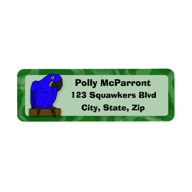 Etiqueta Cartoon Hyacinth Macaw (Frente)