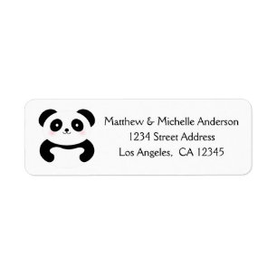 Etiqueta Cartoon Kawaii - Urso Panda Branco e Preto