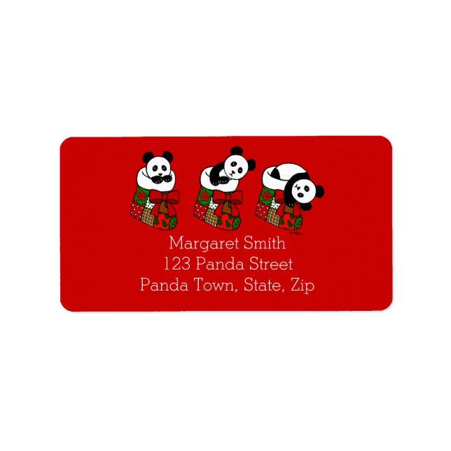 Etiqueta Cartoon Panda de Natal (Frente)