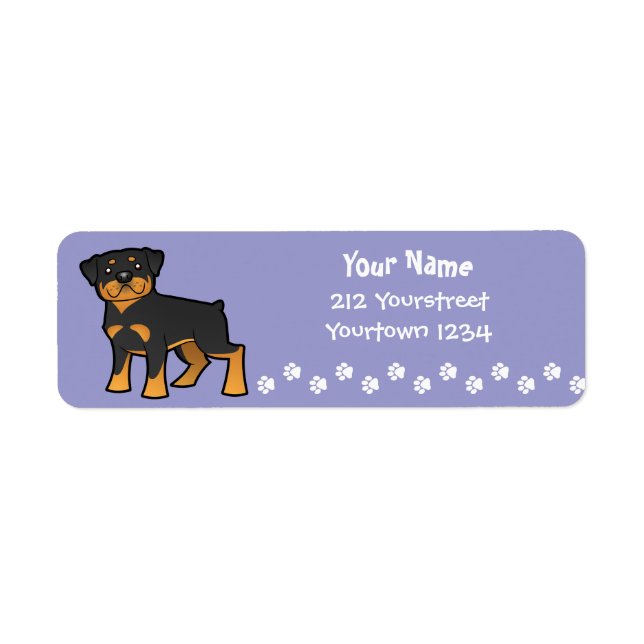 Etiqueta Cartoon Rottweiler (Frente)