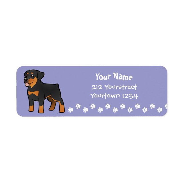Etiqueta Cartoon Rottweiler (Frente)
