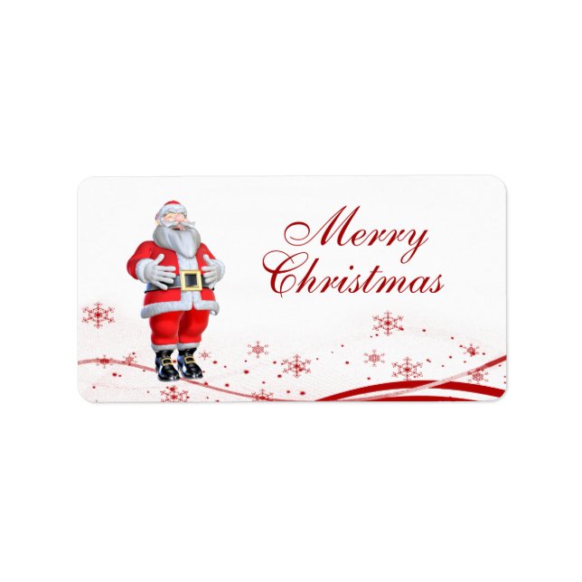 Etiqueta Cartoon Santa Claus presentes de Natal (Frente)