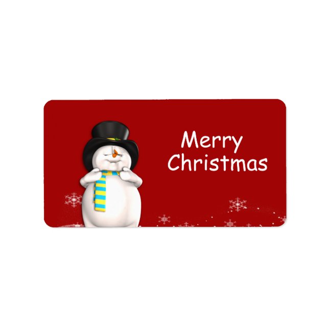 Etiqueta Cartoon Snowman Dags de Natal (Frente)