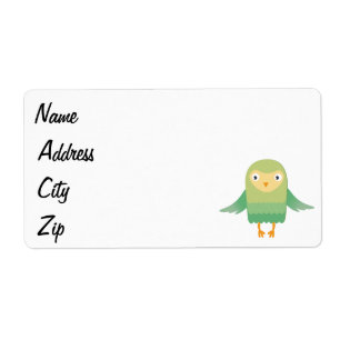 Etiqueta Cartoon verde-coruja