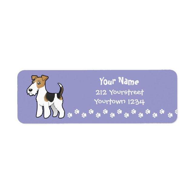 Etiqueta Cartoon Wire Fox Terrier (Frente)