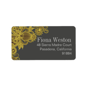 Etiqueta Carvão vegetal amarelo asteca de Paisley