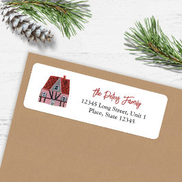 Etiqueta Casa de Aldeia Nórdica Fofa Natal