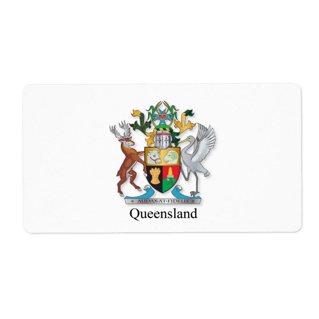 Etiqueta Casaco de armas de Queensland (Frente)