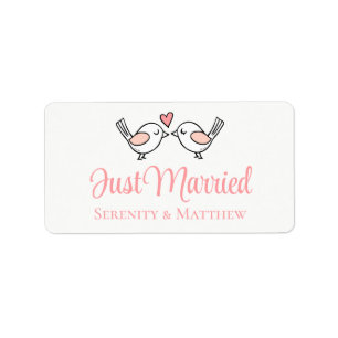 Etiqueta Casais Recém-Casados Pássaros do Amor Casamento