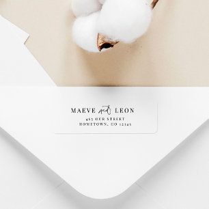 Etiqueta Casal de Casamento Chic Moderno com Na moda Script